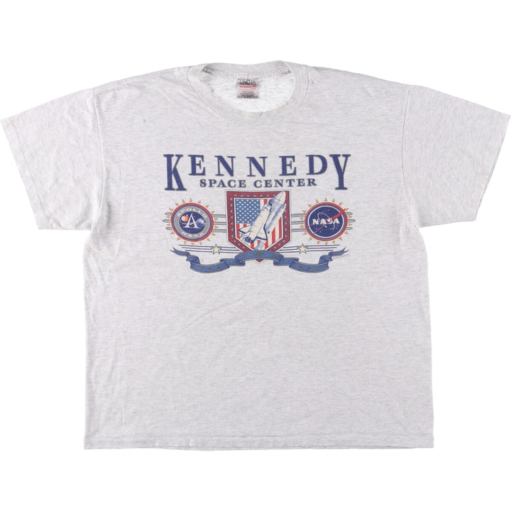 Vintage 90'S Oneita Kennedy Space Center advertising T-shirt, men's size XL cotton gray type Vintage Second Hand