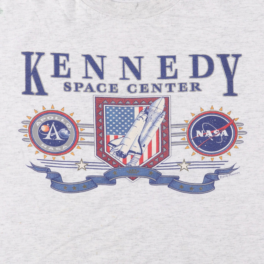 Vintage 90'S Oneita Kennedy Space Center advertising T-shirt, men's size XL cotton gray type Vintage Second Hand