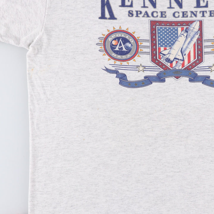 Vintage 90'S Oneita Kennedy Space Center advertising T-shirt, men's size XL cotton gray type Vintage Second Hand
