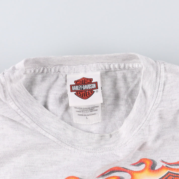 Harley-Davidson Motorcycle Bike T-shirt Made in USA Men's L size cotton gray type Vintage Second Hand