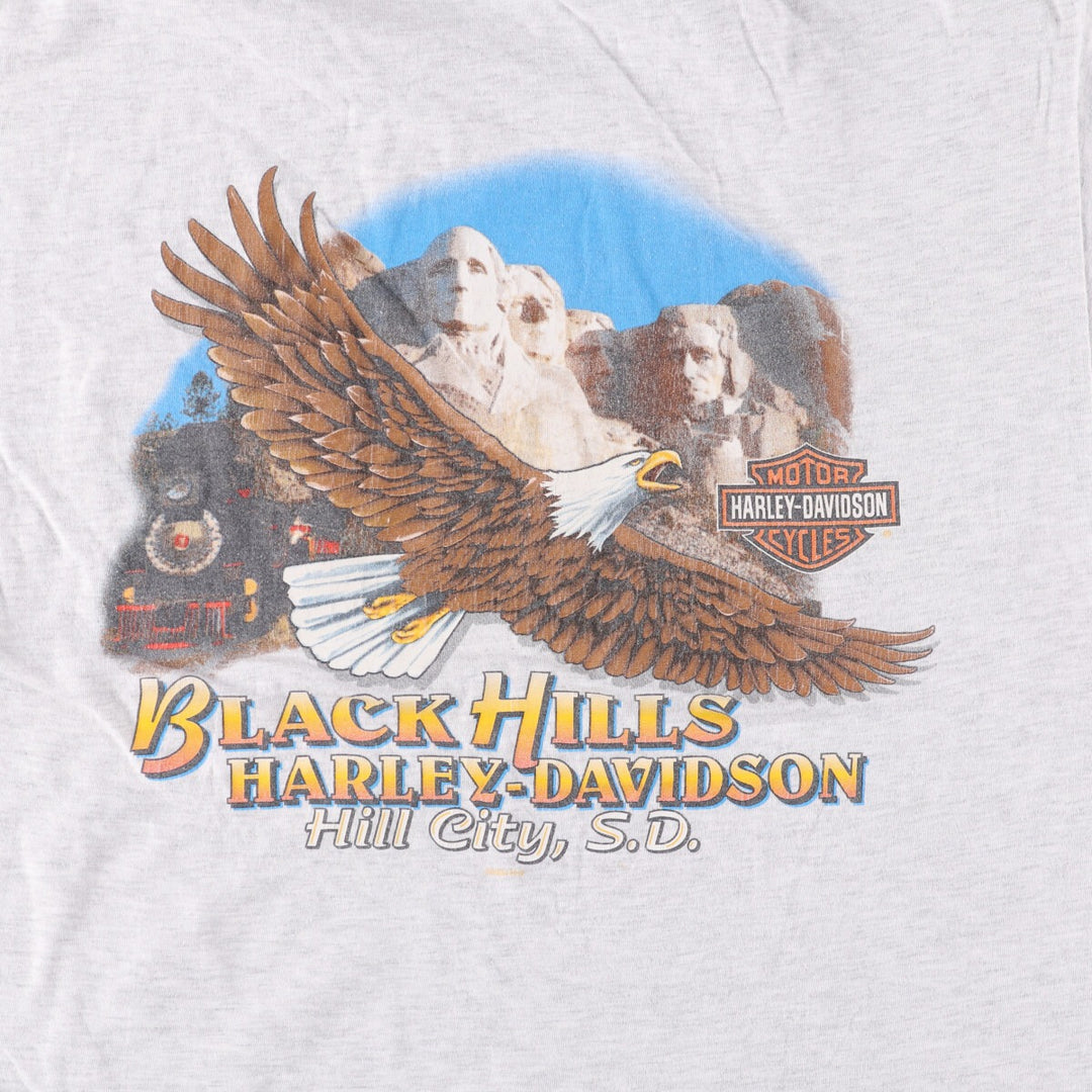 Harley-Davidson Motorcycle Bike T-shirt Made in USA Men's L size cotton gray type Vintage Second Hand