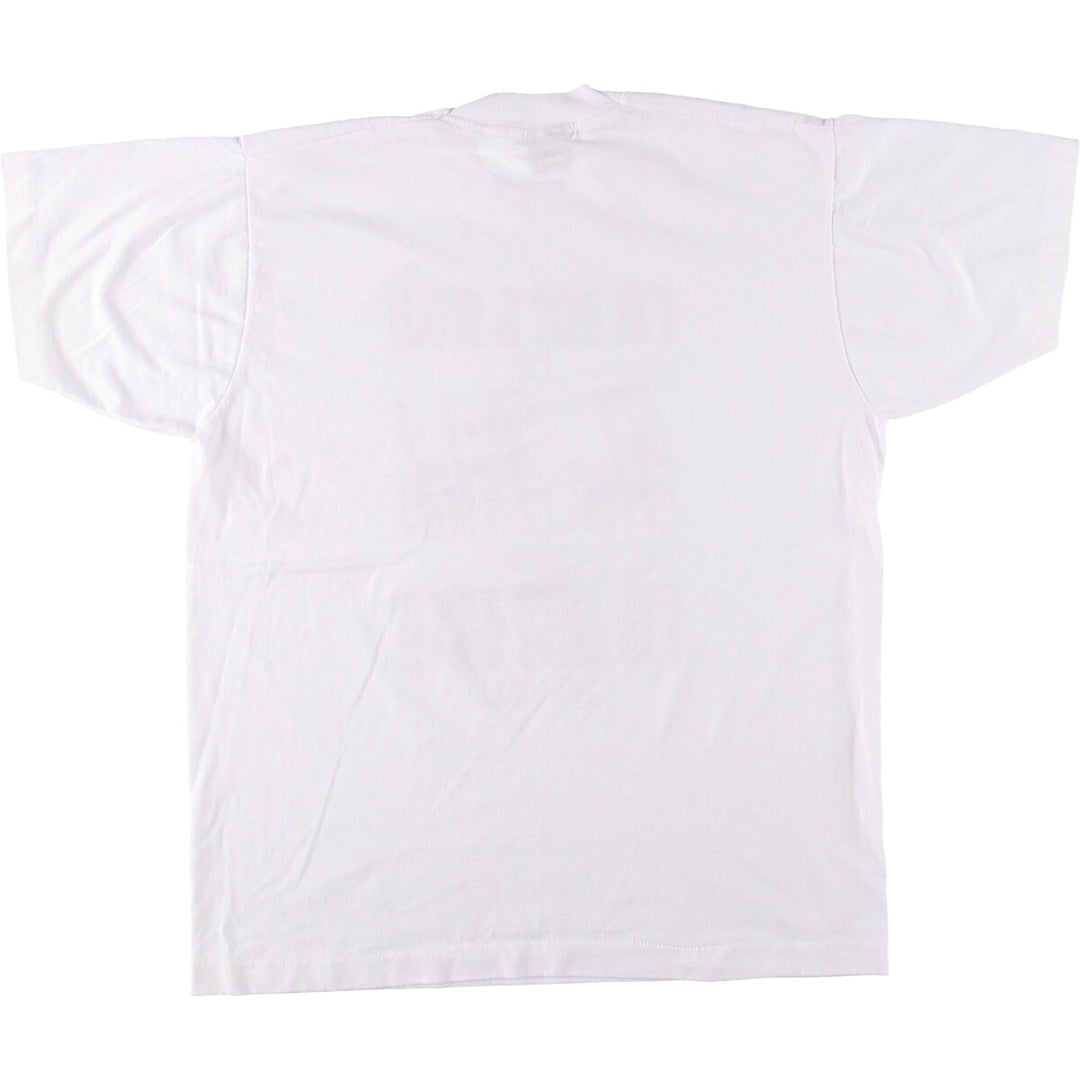 90'S Fruit of the Loom Message Print T-Shirt Made in USA Men's L Size Vintage cotton white type Vintage Second Hand