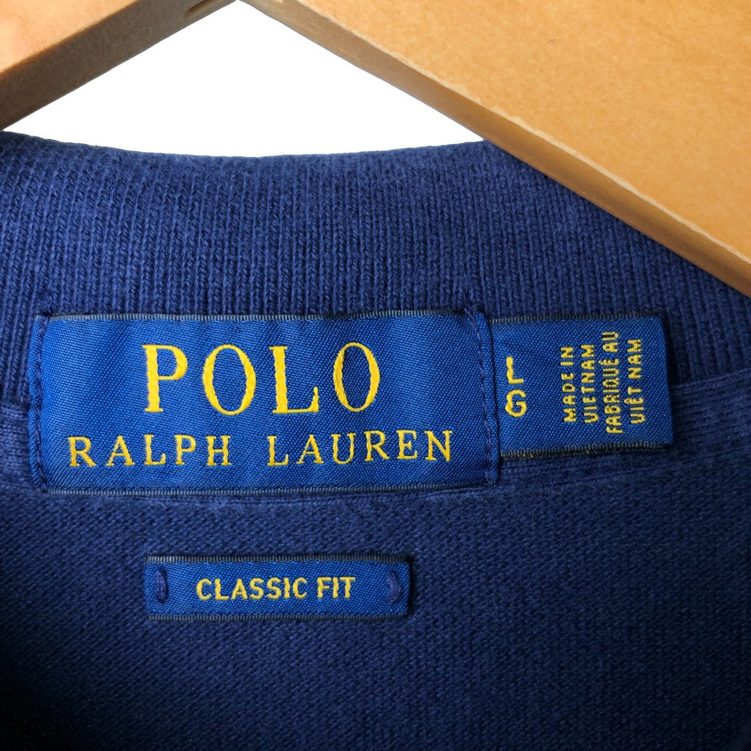 Ralph Lauren POLO RALPH LAUREN CLASSIC FIT short sleeve polo shirt for men size L cotton navy blue type Vintage Second Hand