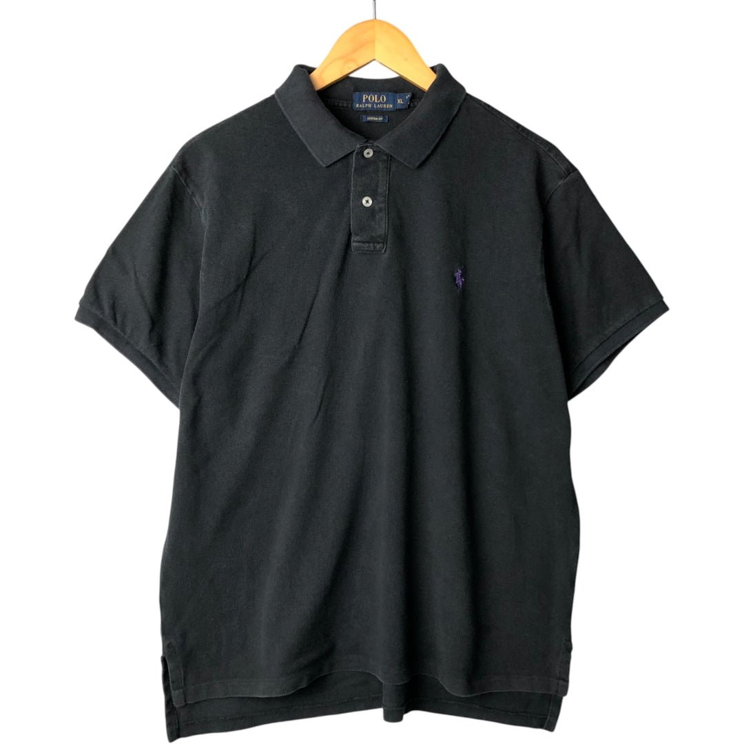 Ralph Lauren POLO RALPH LAUREN CUSTOM FIT short sleeve polo shirt men's XL equivalent cotton black type Vintage Second Hand