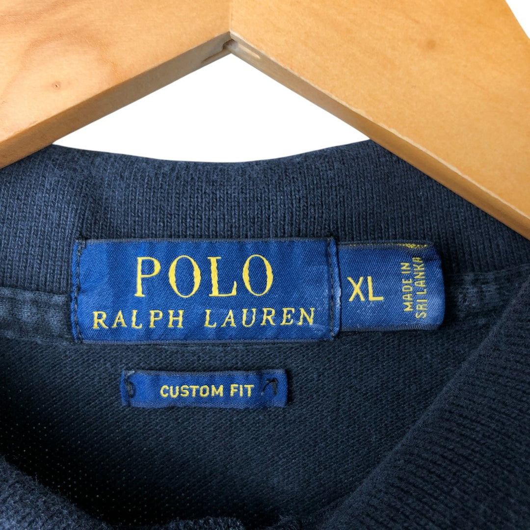 Ralph Lauren POLO RALPH LAUREN CUSTOM FIT short sleeve polo shirt men's XL equivalent cotton black type Vintage Second Hand