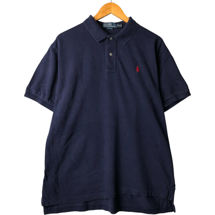 Ralph Lauren POLO by Ralph Lauren short sleeve polo shirt, men's XL size cotton navy blue type Vintage Second Hand