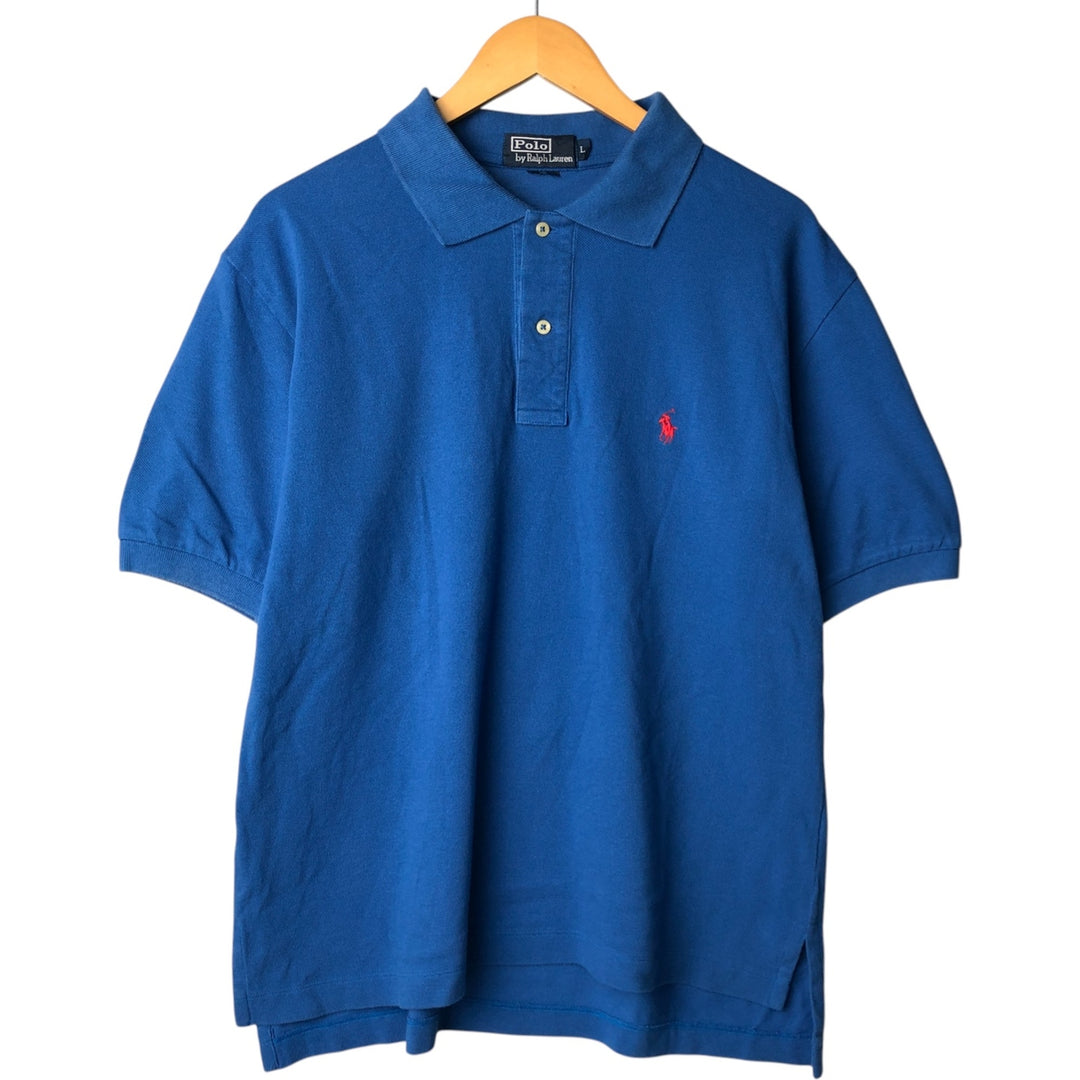 Ralph Lauren POLO by Ralph Lauren long sleeve polo shirt, men's size L unclear blue type Vintage Second Hand