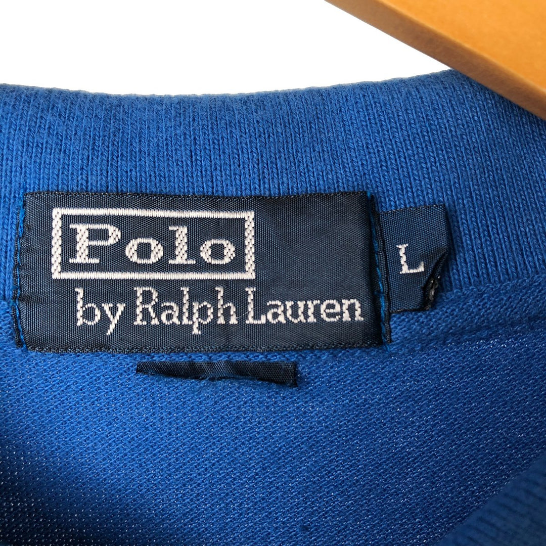 Ralph Lauren POLO by Ralph Lauren long sleeve polo shirt, men's size L unclear blue type Vintage Second Hand