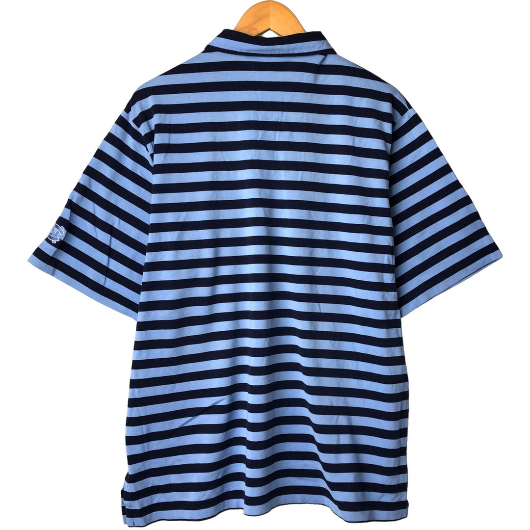 Ralph Lauren POLO GOLF Short Sleeve Striped Polo Shirt Men's XL Pima Cotton navy blue type Vintage Second Hand