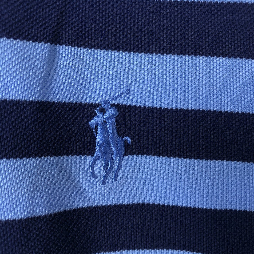 Ralph Lauren POLO GOLF Short Sleeve Striped Polo Shirt Men's XL Pima Cotton navy blue type Vintage Second Hand