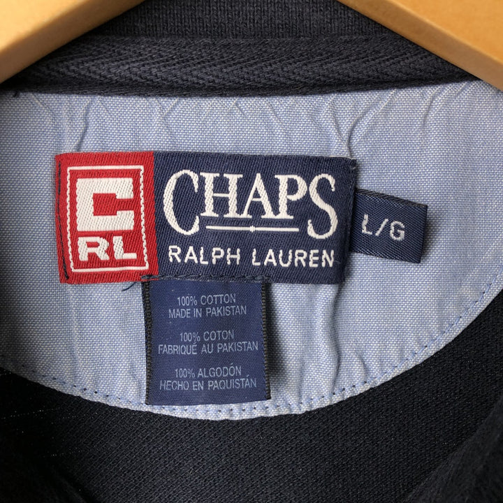 Ralph Lauren CHAPS short sleeve polo shirt, men's size L cotton black type Vintage Second Hand