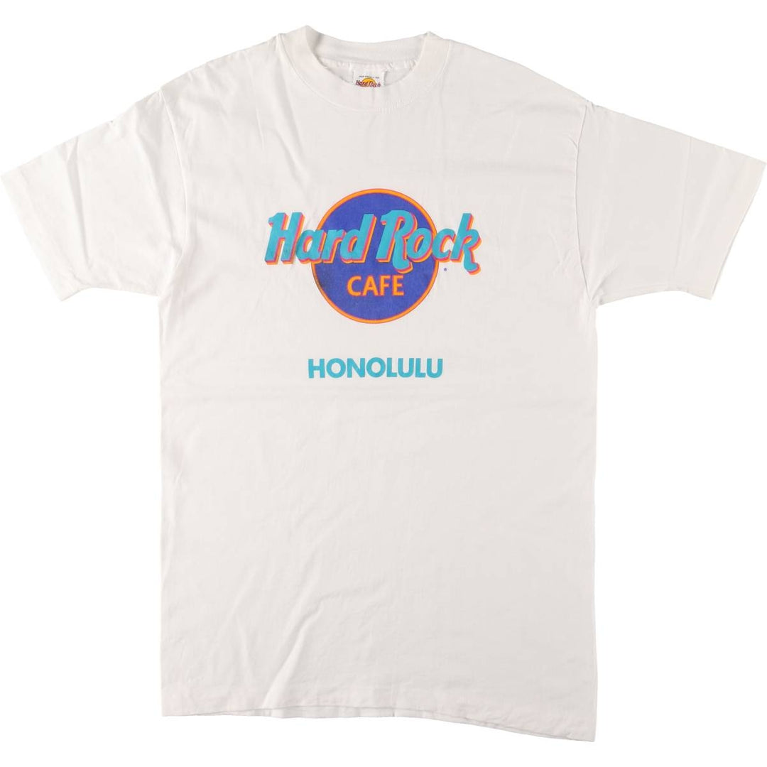 Vintage 90'S Hard Rock Cafe Honolulu advertising T-shirt, Made in USA, Men's Size Large cotton white type Vintage Second Hand