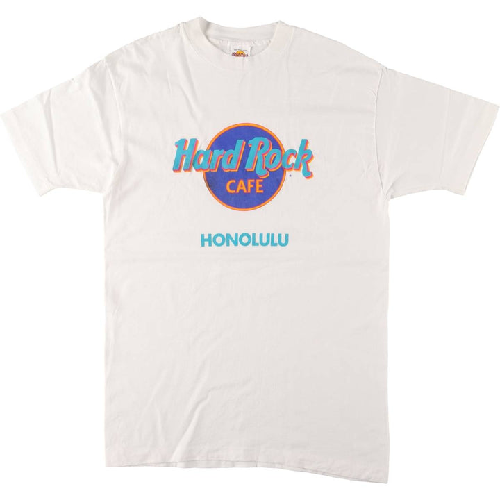 Vintage 90'S Hard Rock Cafe Honolulu advertising T-shirt, Made in USA, Men's Size Large cotton white type Vintage Second Hand
