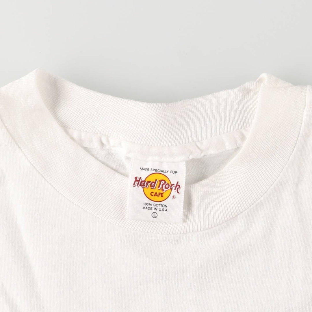 Vintage 90'S Hard Rock Cafe Honolulu advertising T-shirt, Made in USA, Men's Size Large cotton white type Vintage Second Hand