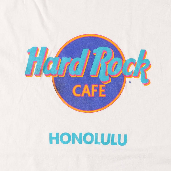 Vintage 90'S Hard Rock Cafe Honolulu advertising T-shirt, Made in USA, Men's Size Large cotton white type Vintage Second Hand