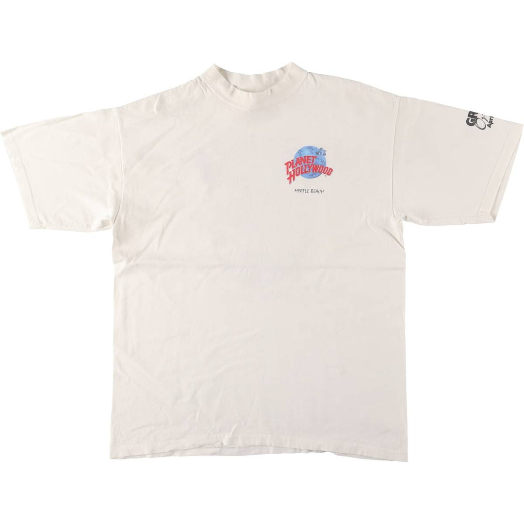 90'S PLANET HOLLYWOOD Advertising T-shirt, Made in USA, Men's L size, Vintage cotton white type Vintage Second Hand