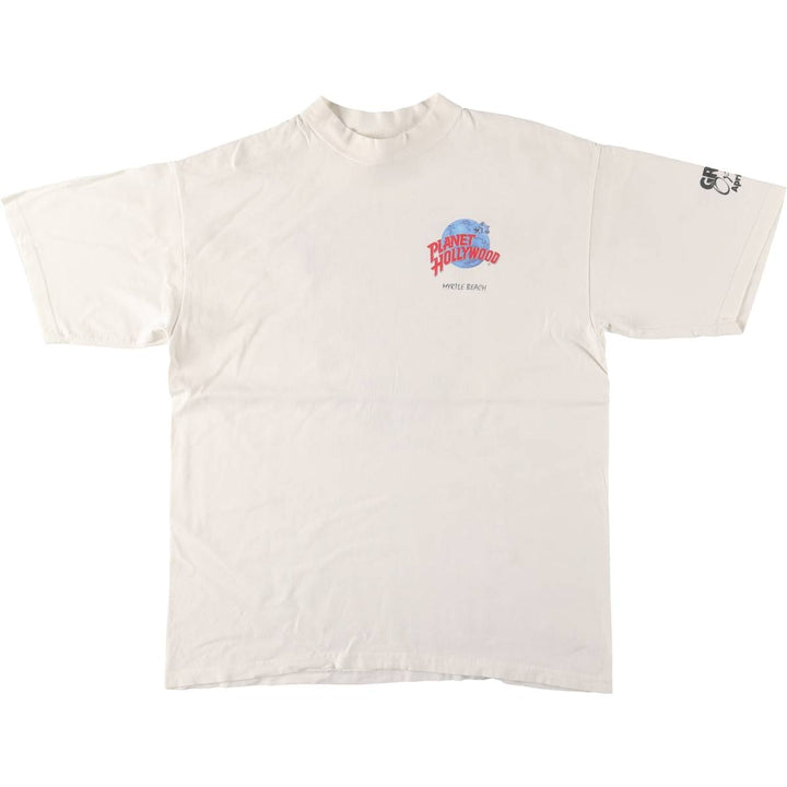 90'S PLANET HOLLYWOOD Advertising T-shirt, Made in USA, Men's L size, Vintage cotton white type Vintage Second Hand