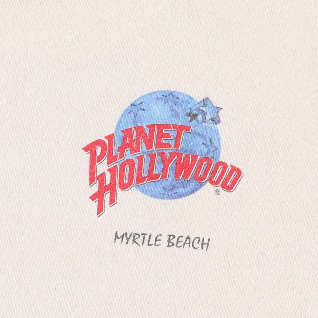 90'S PLANET HOLLYWOOD Advertising T-shirt, Made in USA, Men's L size, Vintage cotton white type Vintage Second Hand
