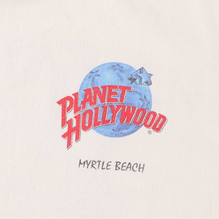 90'S PLANET HOLLYWOOD Advertising T-shirt, Made in USA, Men's L size, Vintage cotton white type Vintage Second Hand