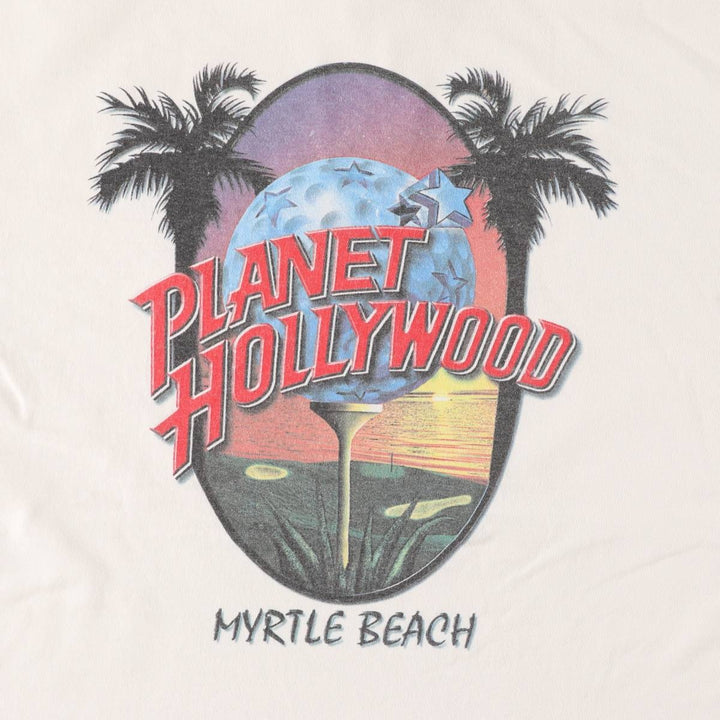 90'S PLANET HOLLYWOOD Advertising T-shirt, Made in USA, Men's L size, Vintage cotton white type Vintage Second Hand