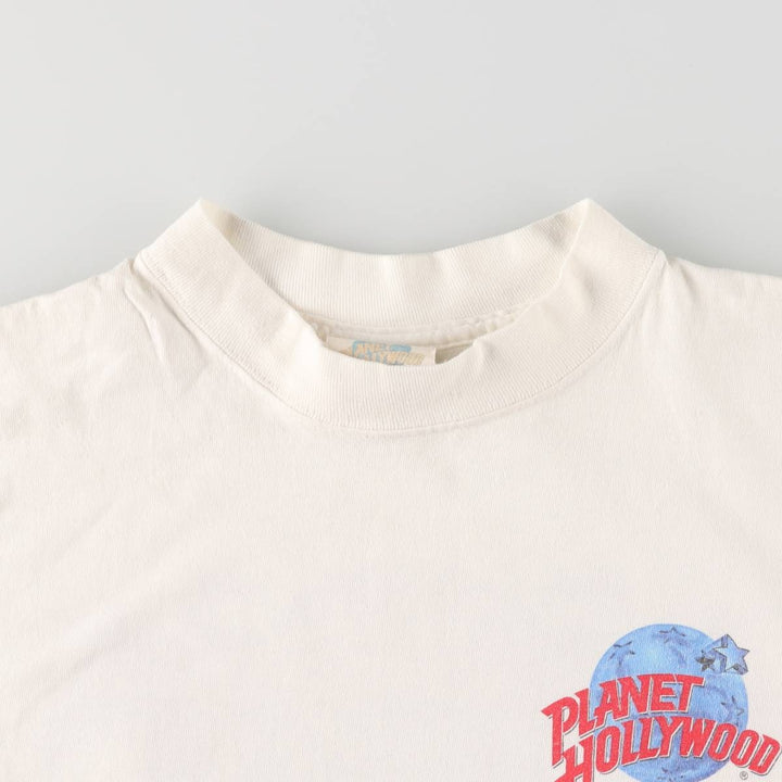 90'S PLANET HOLLYWOOD Advertising T-shirt, Made in USA, Men's L size, Vintage cotton white type Vintage Second Hand