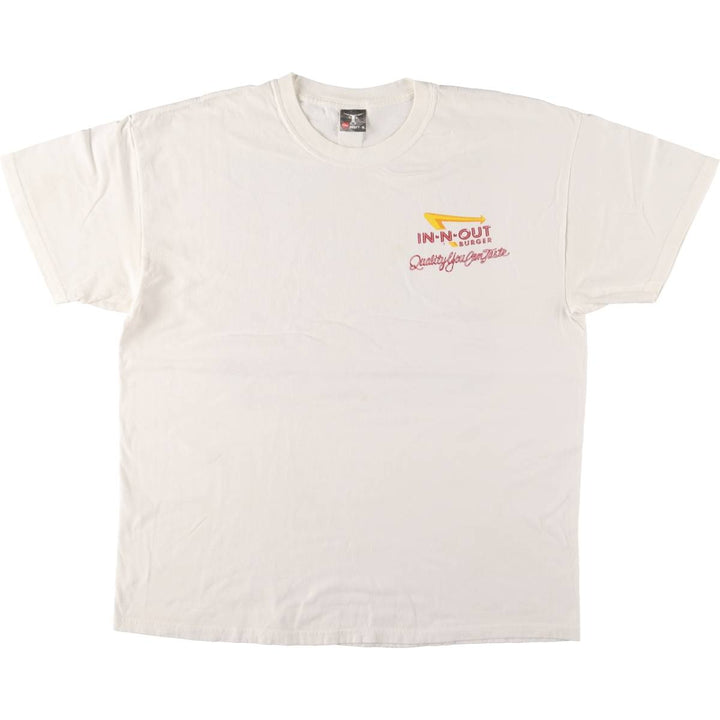 Hanes In-N-Out Burger Advertising T-Shirt, Men's Size L unclear white type Vintage Second Hand