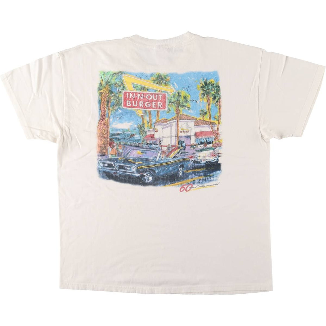 Hanes In-N-Out Burger Advertising T-Shirt, Men's Size L unclear white type Vintage Second Hand