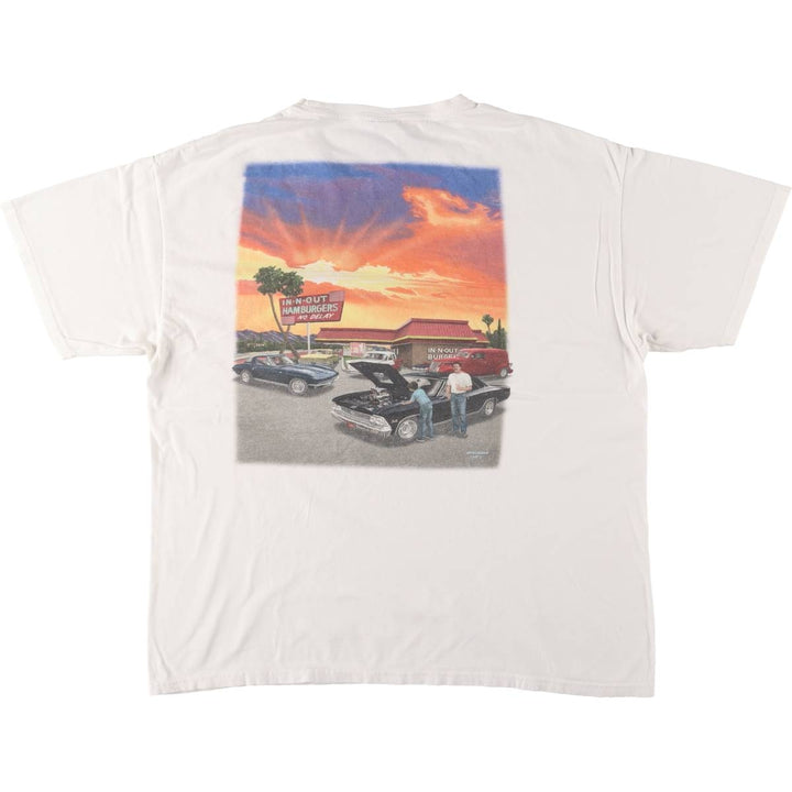 2000'S Hanes In-N-Out Burger Advertising T-Shirt, Men's XL unclear white type Vintage Second Hand
