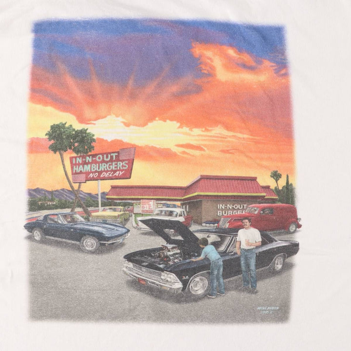 2000'S Hanes In-N-Out Burger Advertising T-Shirt, Men's XL unclear white type Vintage Second Hand
