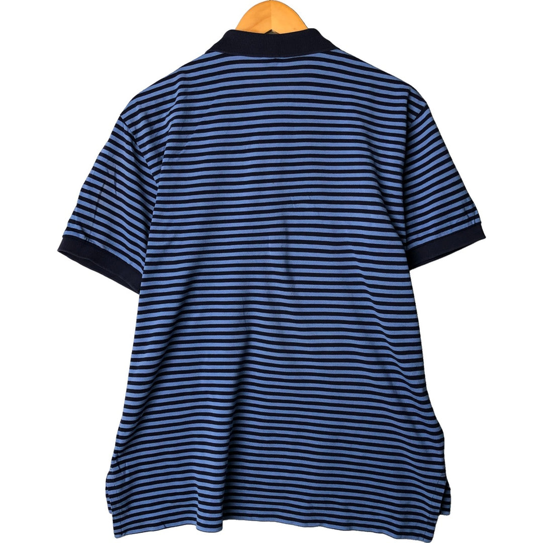 Ralph Lauren POLO by Ralph Lauren short sleeve striped polo shirt, men's size L Pima Cotton navy blue type Vintage Second Hand