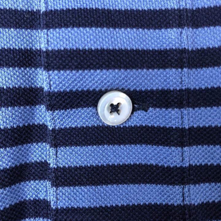 Ralph Lauren POLO by Ralph Lauren short sleeve striped polo shirt, men's size L Pima Cotton navy blue type Vintage Second Hand