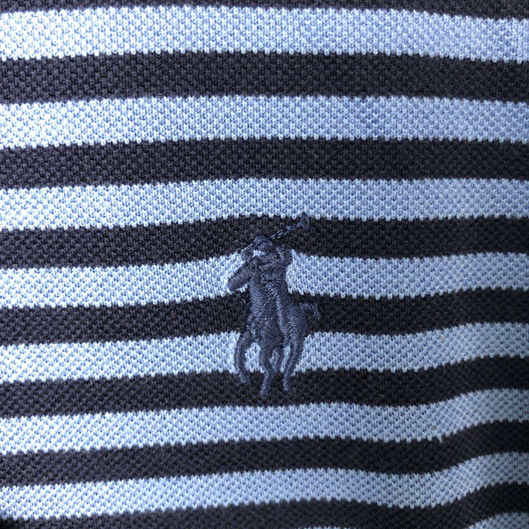 Ralph Lauren POLO by Ralph Lauren short sleeve striped polo shirt, men's size L Pima Cotton navy blue type Vintage Second Hand