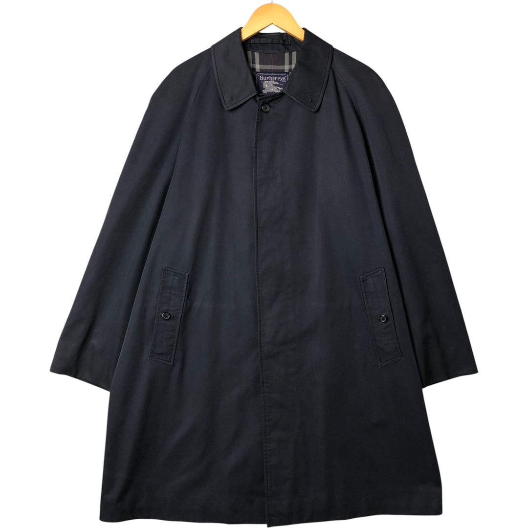 Burberry's London Balmacaan Coat, Made in England, Men's Size L cotton navy blue type Vintage Second Hand