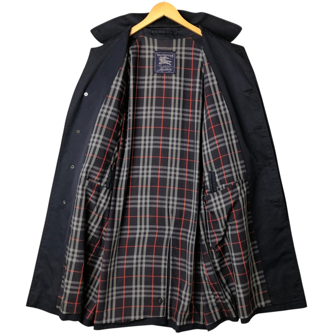 Burberry's London Balmacaan Coat, Made in England, Men's Size L cotton navy blue type Vintage Second Hand