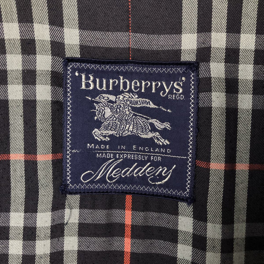 Burberry's London Balmacaan Coat, Made in England, Men's Size L cotton navy blue type Vintage Second Hand