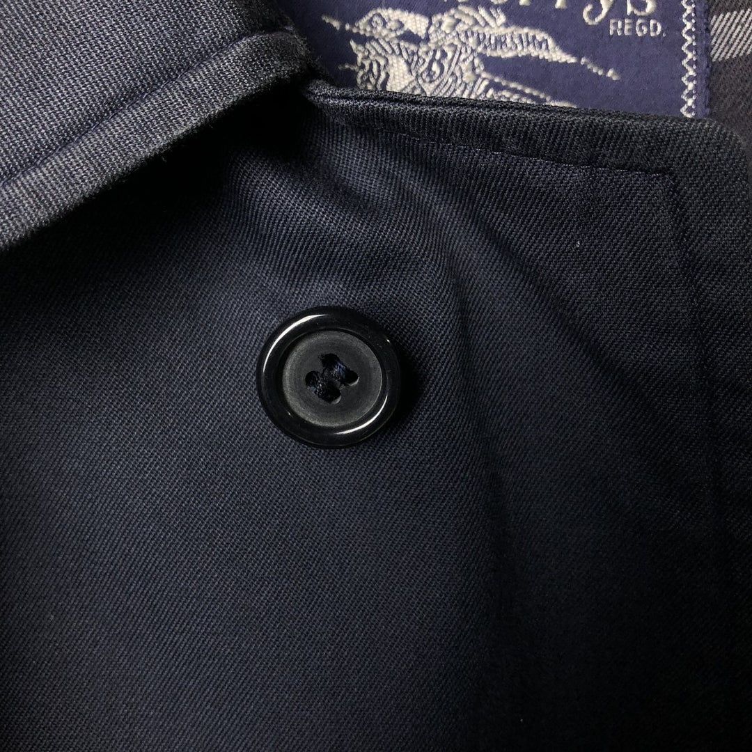 Burberry's London Balmacaan Coat, Made in England, Men's Size L cotton navy blue type Vintage Second Hand