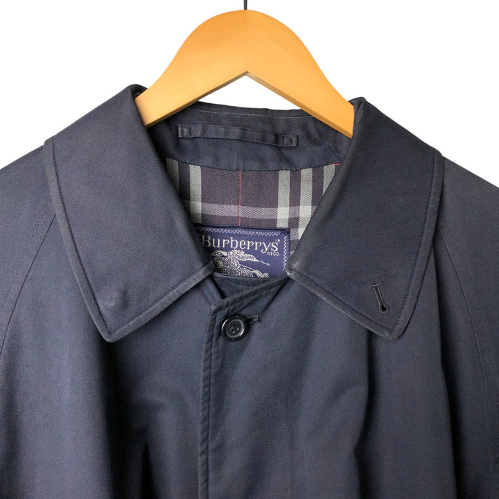 Burberry's London Balmacaan Coat, Made in England, Men's Size L cotton navy blue type Vintage Second Hand