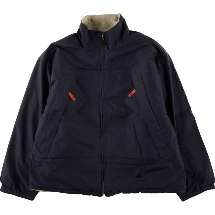 90'S Nautica reversible padded puffer jacket, men's size L polyester navy blue type Vintage Second Hand