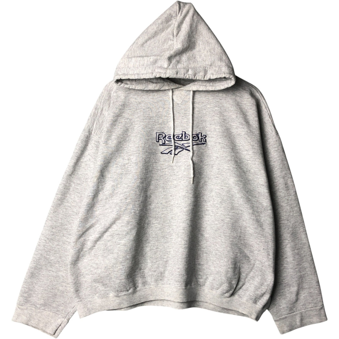 90'S Reebok Sweatshirt Pullover Hoodie Made in USA Men's L Size Vintage cotton gray type Vintage Second Hand