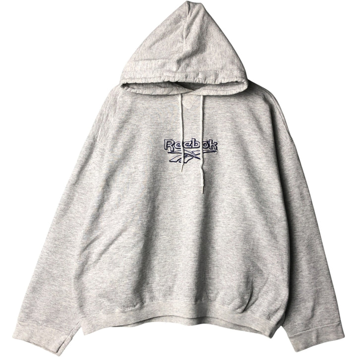 90'S Reebok Sweatshirt Pullover Hoodie Made in USA Men's L Size Vintage cotton gray type Vintage Second Hand