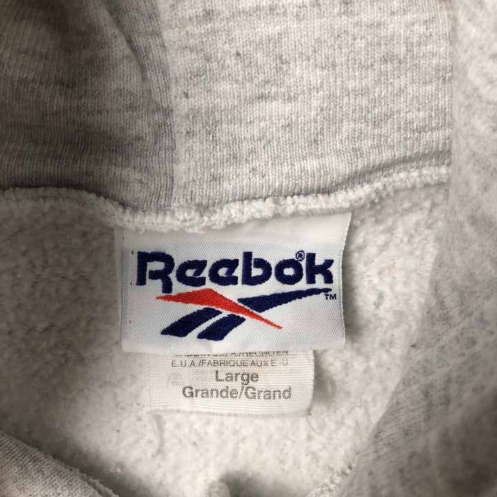 90'S Reebok Sweatshirt Pullover Hoodie Made in USA Men's L Size Vintage cotton gray type Vintage Second Hand