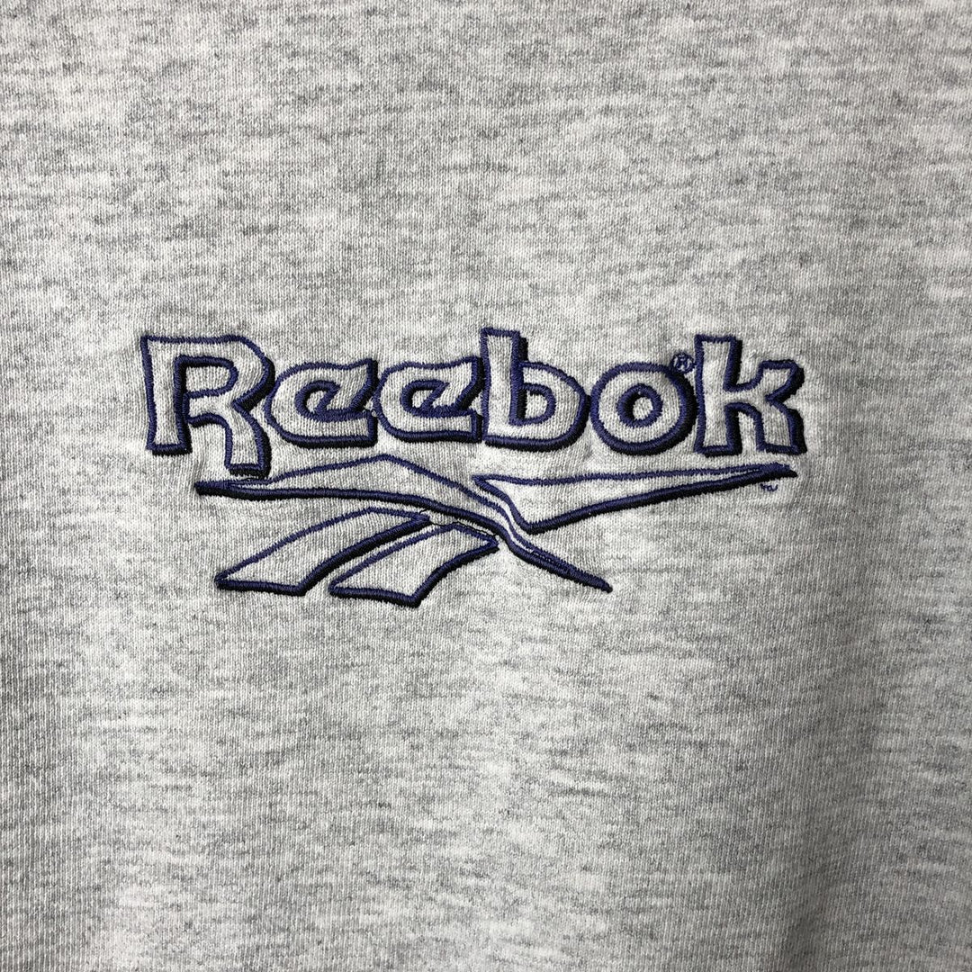 90'S Reebok Sweatshirt Pullover Hoodie Made in USA Men's L Size Vintage cotton gray type Vintage Second Hand