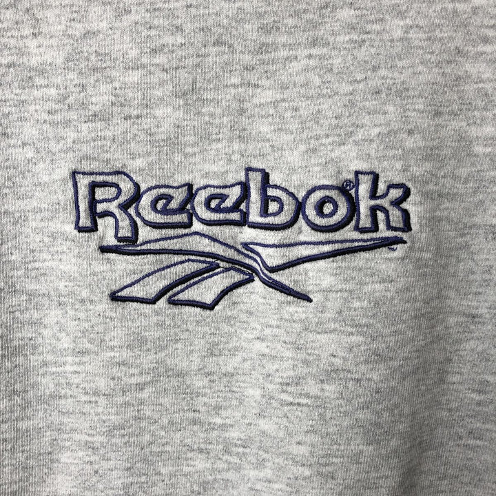 90'S Reebok Sweatshirt Pullover Hoodie Made in USA Men's L Size Vintage cotton gray type Vintage Second Hand