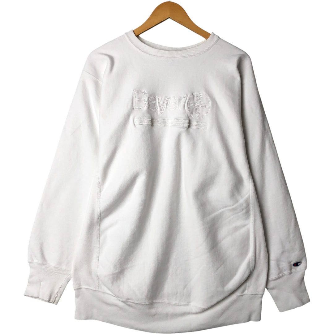 90'S Champion Reverse Weave Embroidered Bayer Advertising Sweatshirt, Made in USA, Men's XXL cotton gray type Vintage Second Hand