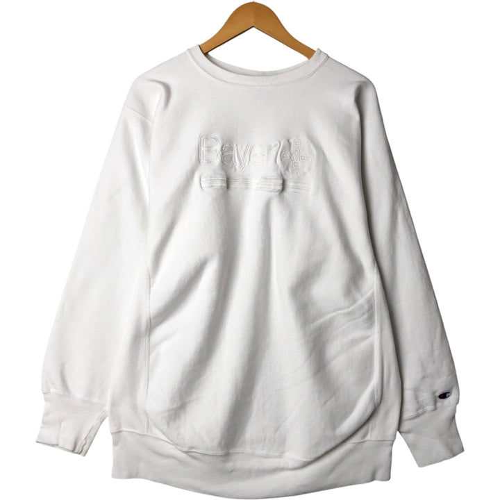 90'S Champion Reverse Weave Embroidered Bayer Advertising Sweatshirt, Made in USA, Men's XXL cotton gray type Vintage Second Hand
