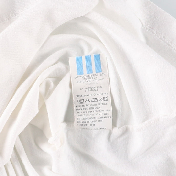 Adidas logo print T-shirt, men's XL size cotton white type Vintage Second Hand
