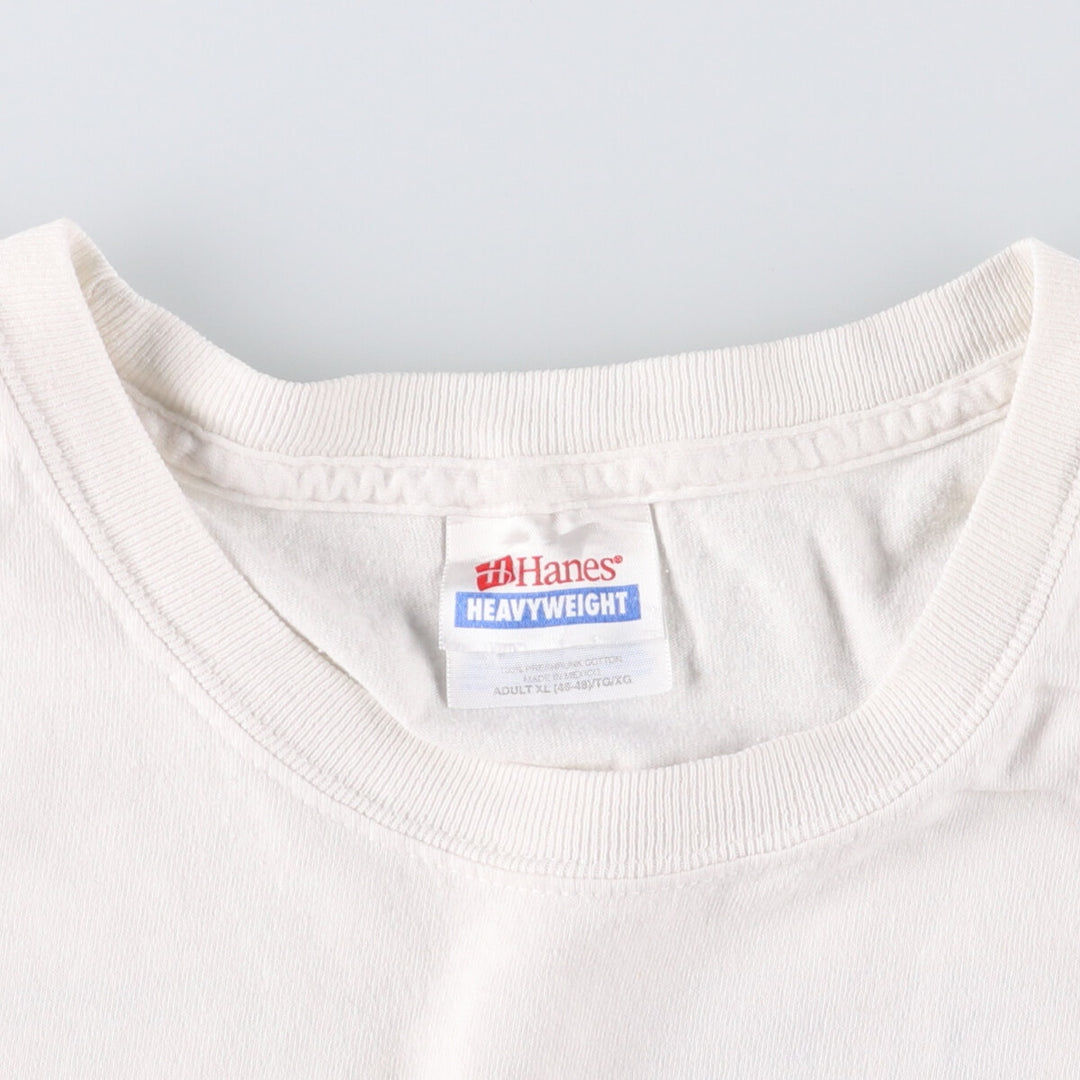 90s-00'S Hanes Printed T-Shirt Men's XL cotton white type Vintage Second Hand