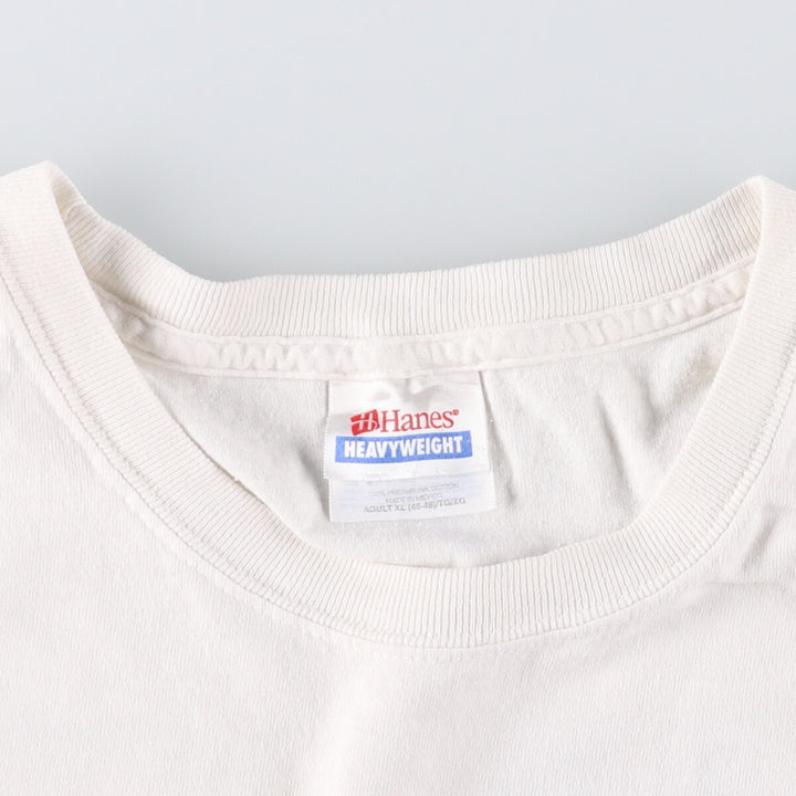 90s-00'S Hanes Printed T-Shirt Men's XL cotton white type Vintage Second Hand