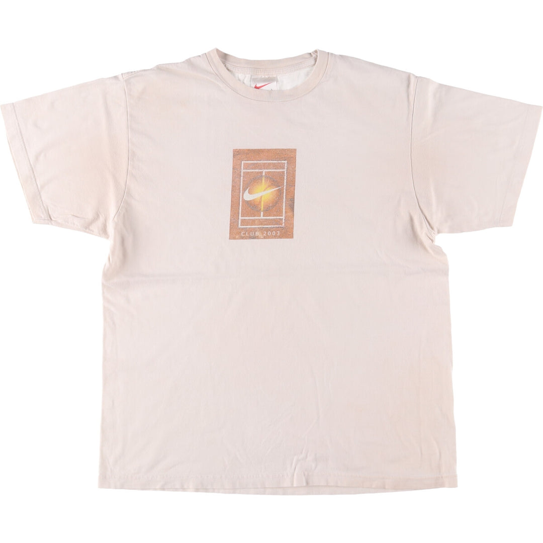 2000'S Nike Print T-shirt, Men's Size L cotton Beige type Vintage Second Hand