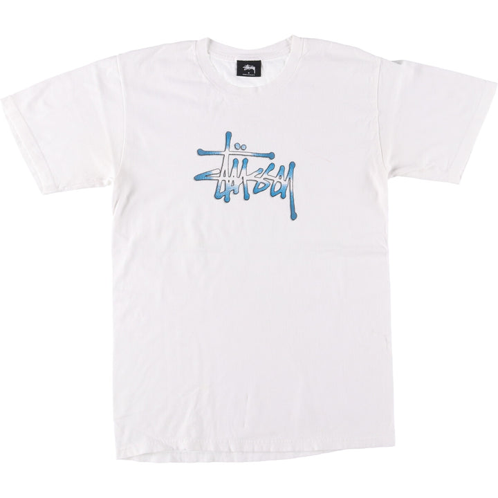 STUSSY surf skate T-shirt, size S for men cotton white type Vintage Second Hand